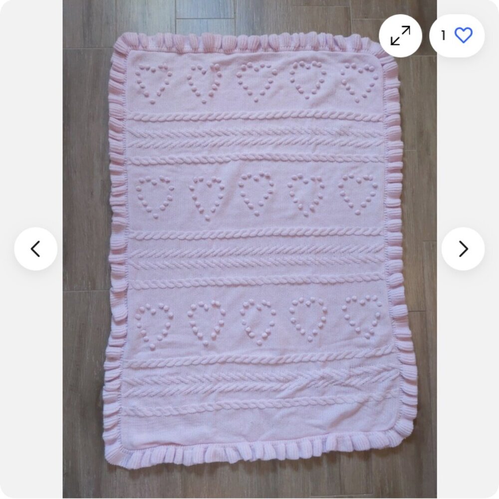 Pottery Barn Kids LoveShackFancy Textured Hearts Baby Blanket mono removed